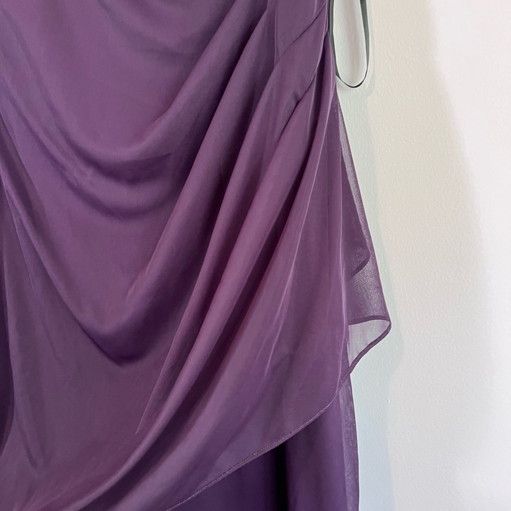 NWT David's Bridal XSCAPE Woman Joanna Chen Purple Lace Shoulder Drape Dress 18 - Picture 7 of 16